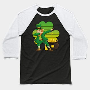 Dabbing Leprechaun St. Patricks Day Vintage Retro Clover Shamrock Baseball T-Shirt